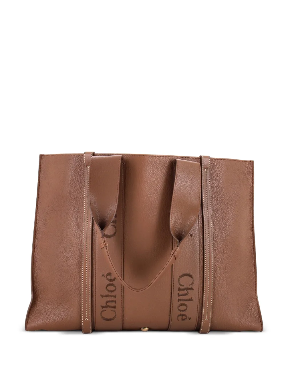 Chloé Pre-Owned Woody Leather Large tote bag - Marrone