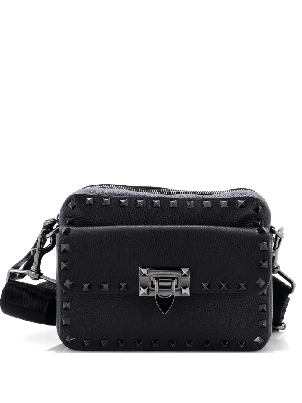 Valentino Garavani Pre-Owned Rockstud Flip Lock Pocket Camera Leather Small crossbody bag - Nero
