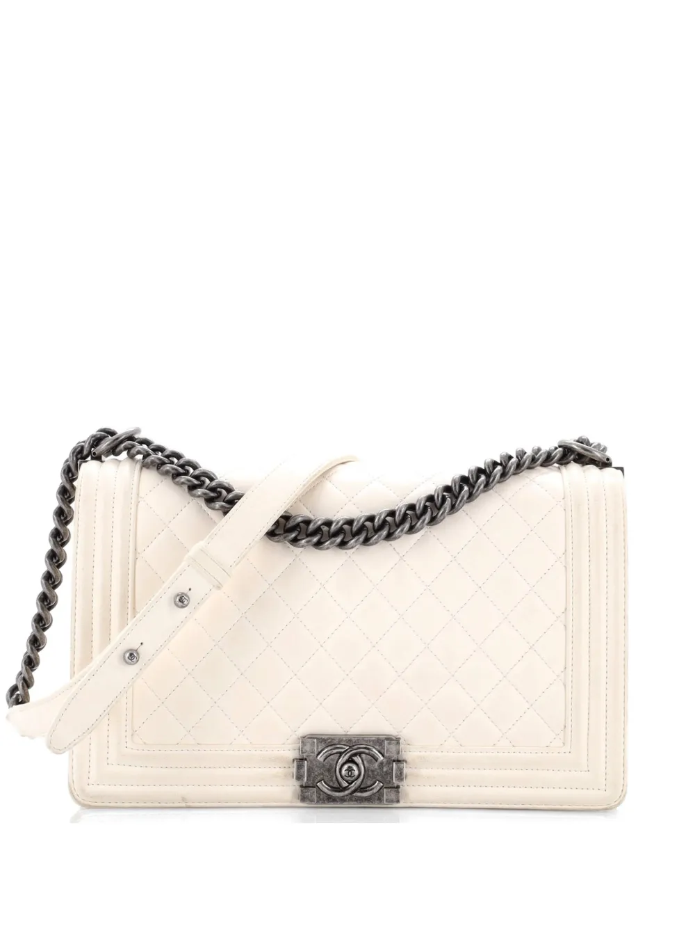 CHANEL Pre-Owned Boy Flap Bag Quilted Calfskin New Medium shoulder bag - Bianco