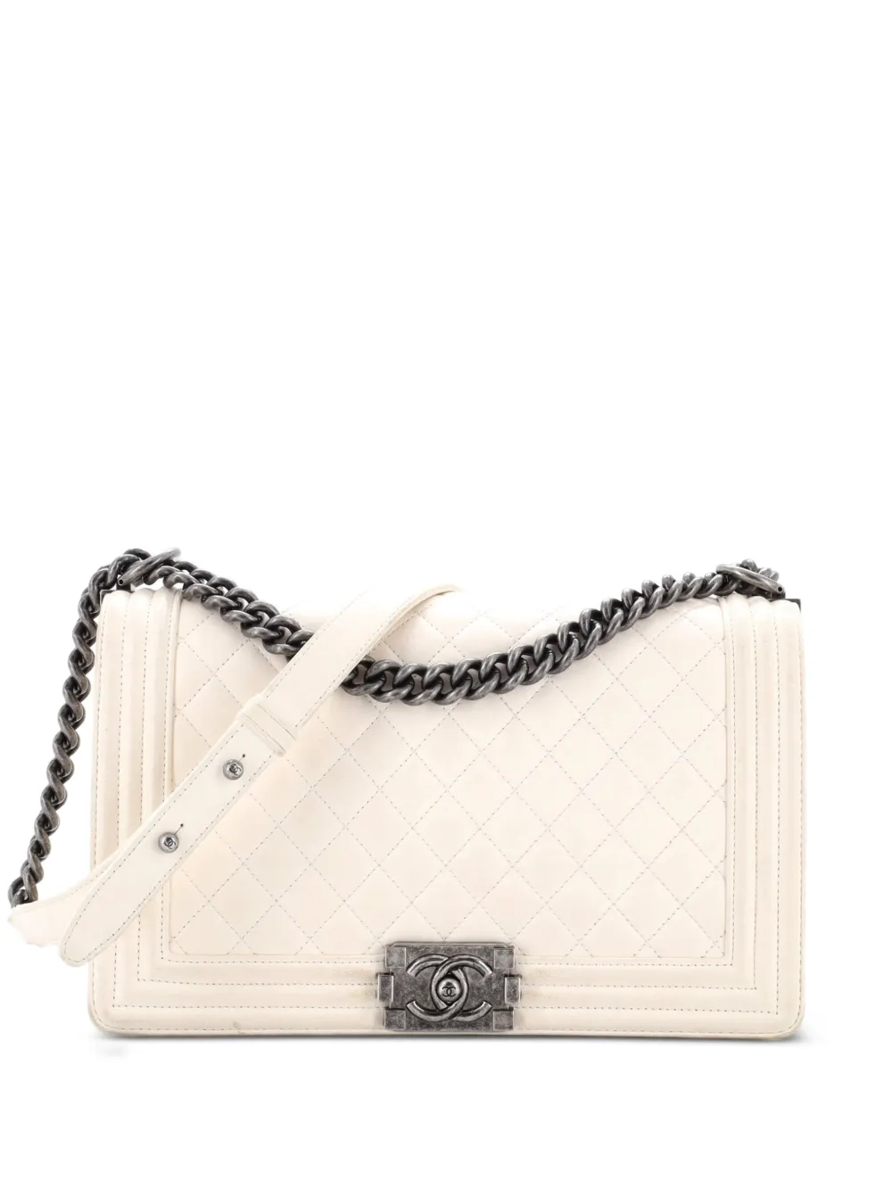CHANEL Pre-Owned Boy Flap Bag Quilted Calfskin New Medium shoulder bag - Bianco