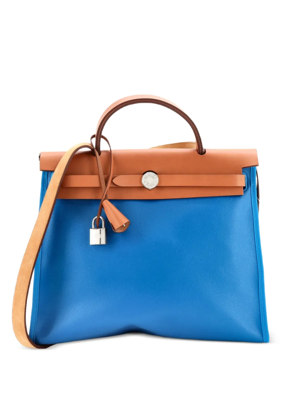 Hermès Pre-Owned Herbag Zip Leather and Toile 31 shoulder bag - Blau