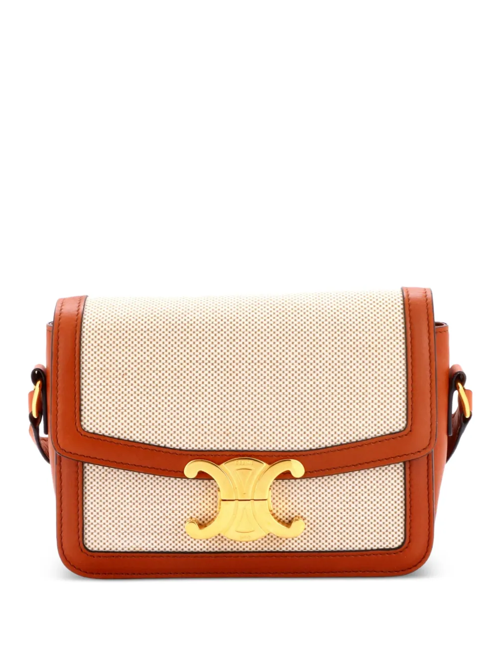 Celine Pre-Owned Triomphe Shoulder Bag Canvas with Leather Teen crossbody bag - Marrone