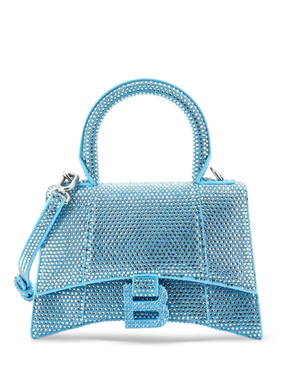 Balenciaga Pre-Owned Hourglass Top Handle Bag Suede with Crystals XS crossbody bag - Blu