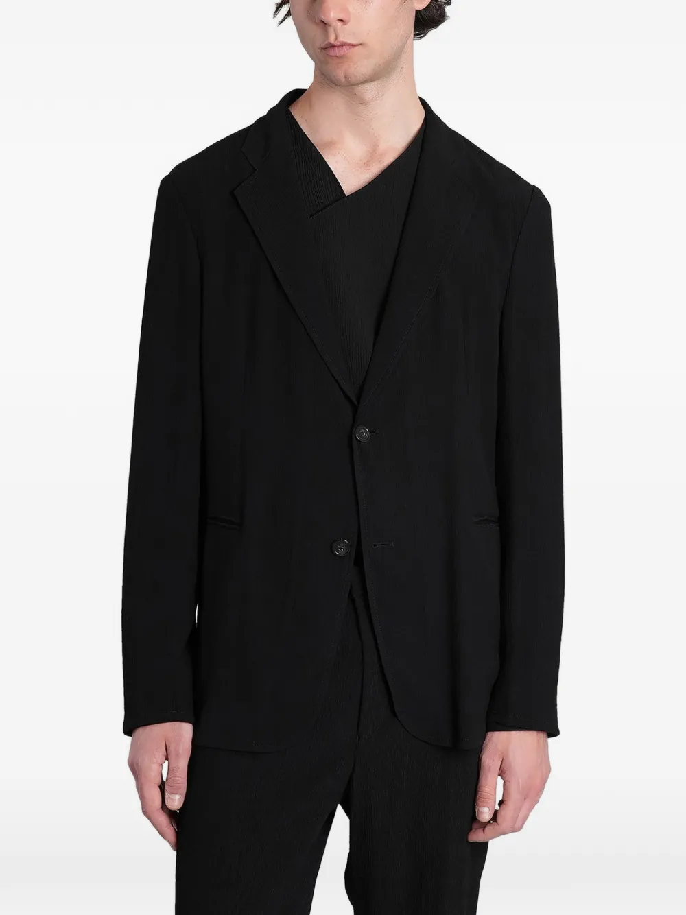 Emporio Armani single-breasted crepe jacket - Nero