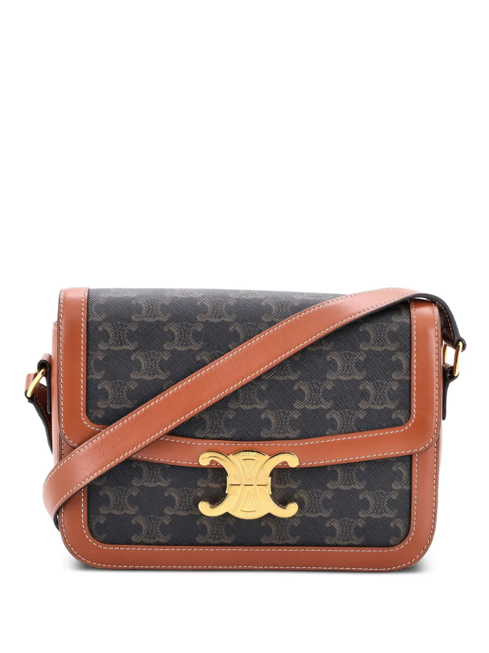 Celine Pre-Owned Triomphe Triomphe Coated Canvas Medium shoulder bag - Marrone