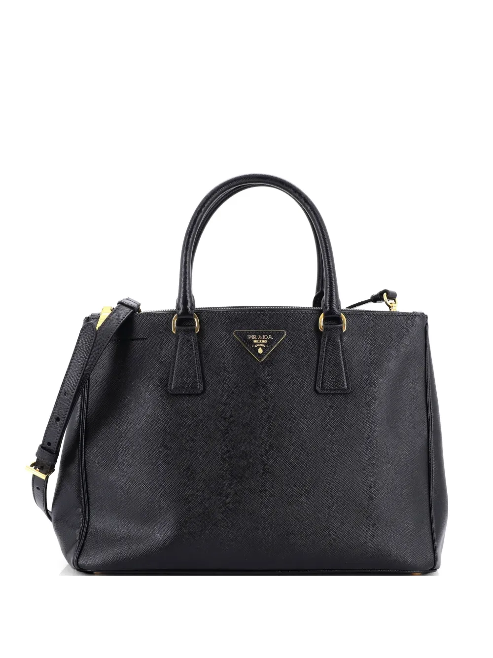 Prada Pre-Owned Double Zip Lux Saffiano Leather Medium tote bag - Black