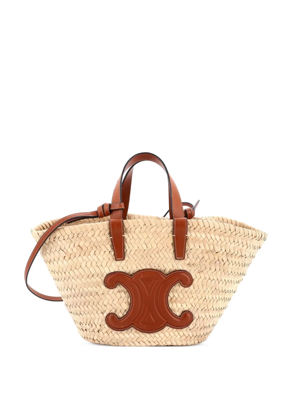 Celine Pre-Owned Classic Panier Basket Raffia and Leather Teen tote bag - Marrone