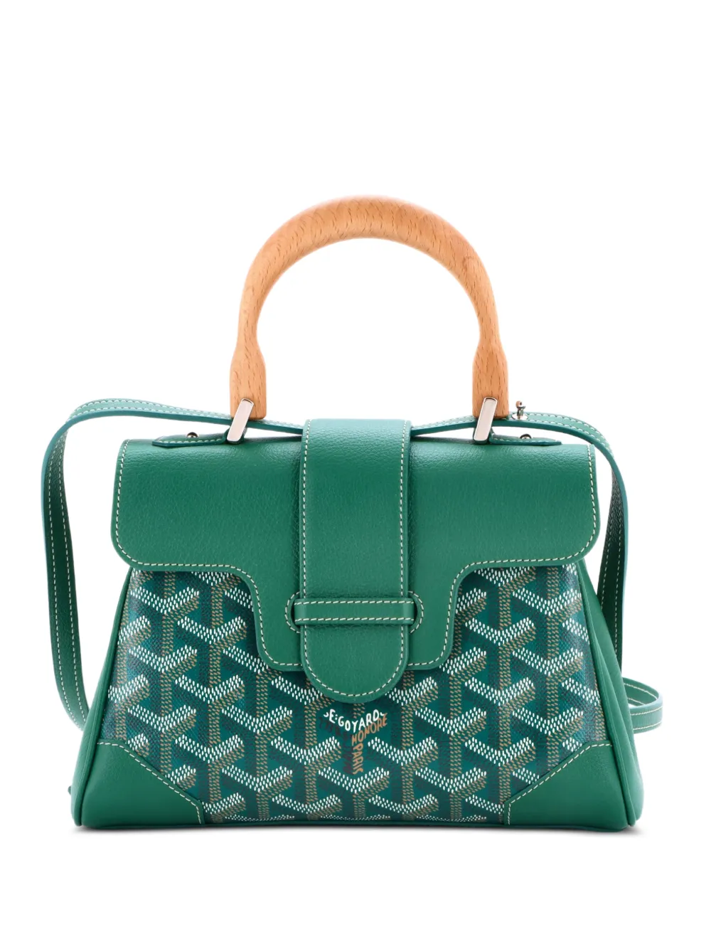 Goyard Pre-Owned Saigon Top Handle Bag Coated Canvas with Leather Mini shoulder bag - Verde