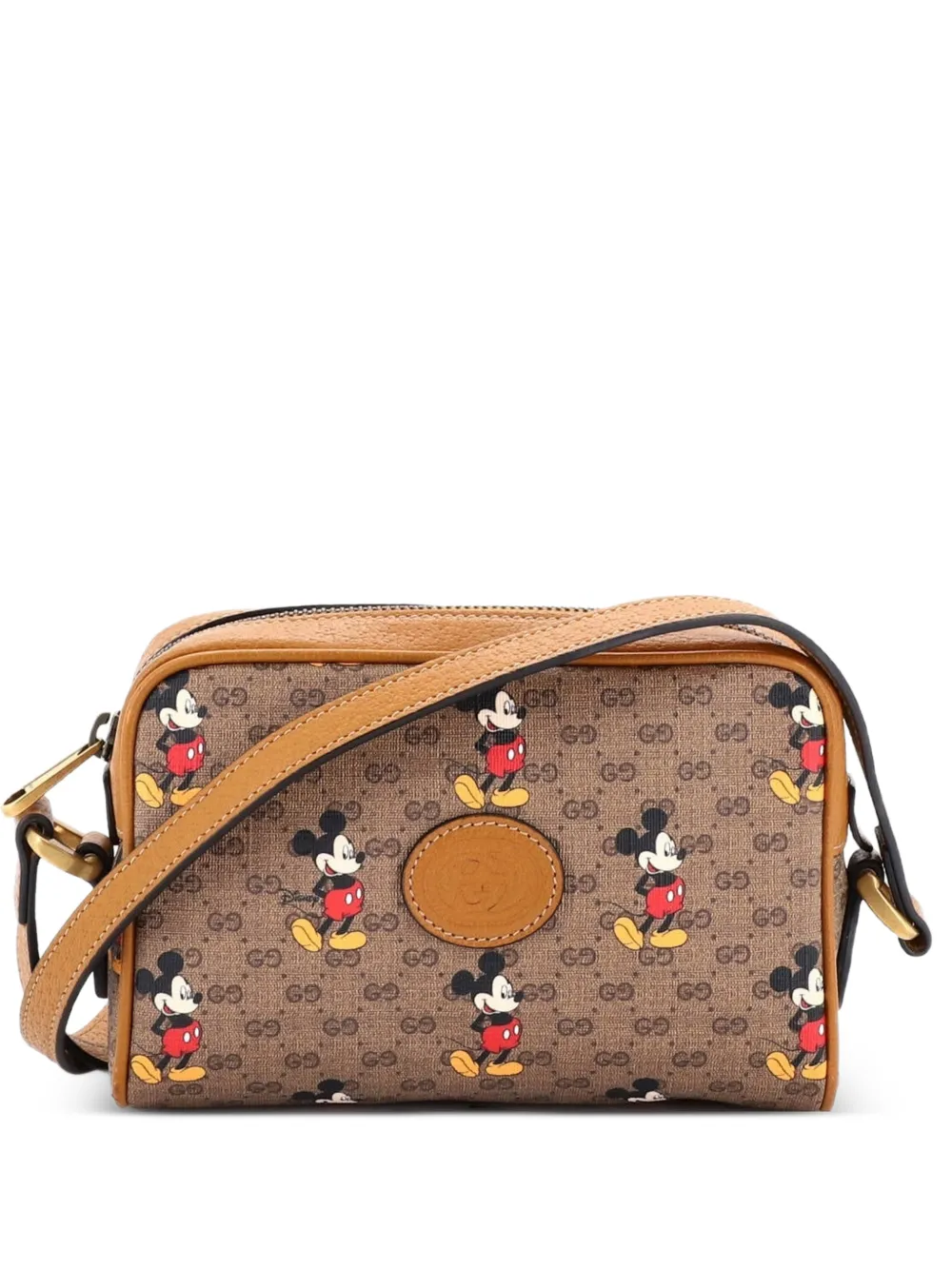 Gucci Pre-Owned Disney Mickey Mouse Shoulder Bag Printed Mini GG Coated Canvas Mini crossbody bag - Marrone