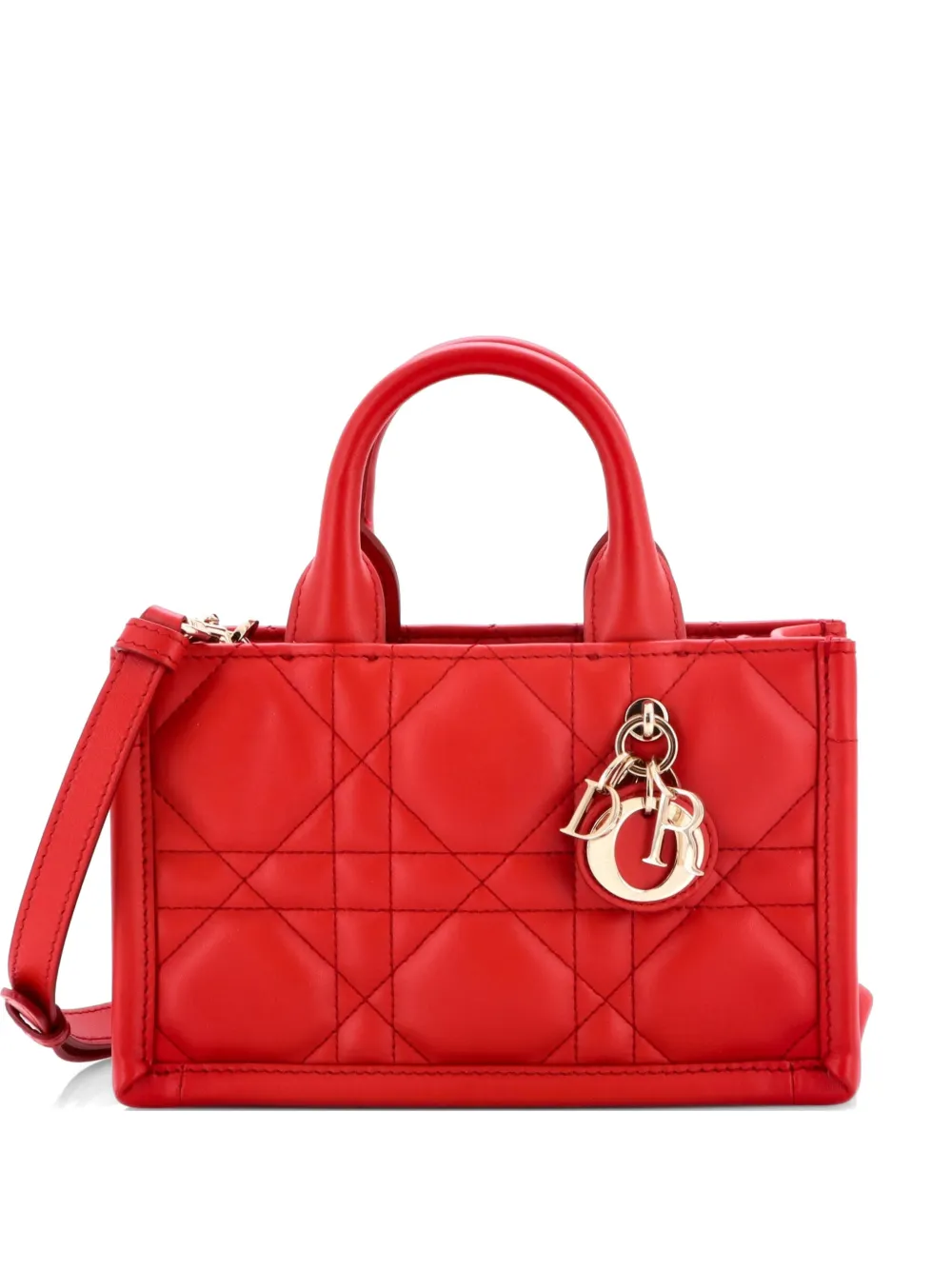 Christian Dior Pre-Owned Book with Strap Macrocannage Quilt Calfskin Mini tote bag - Rot
