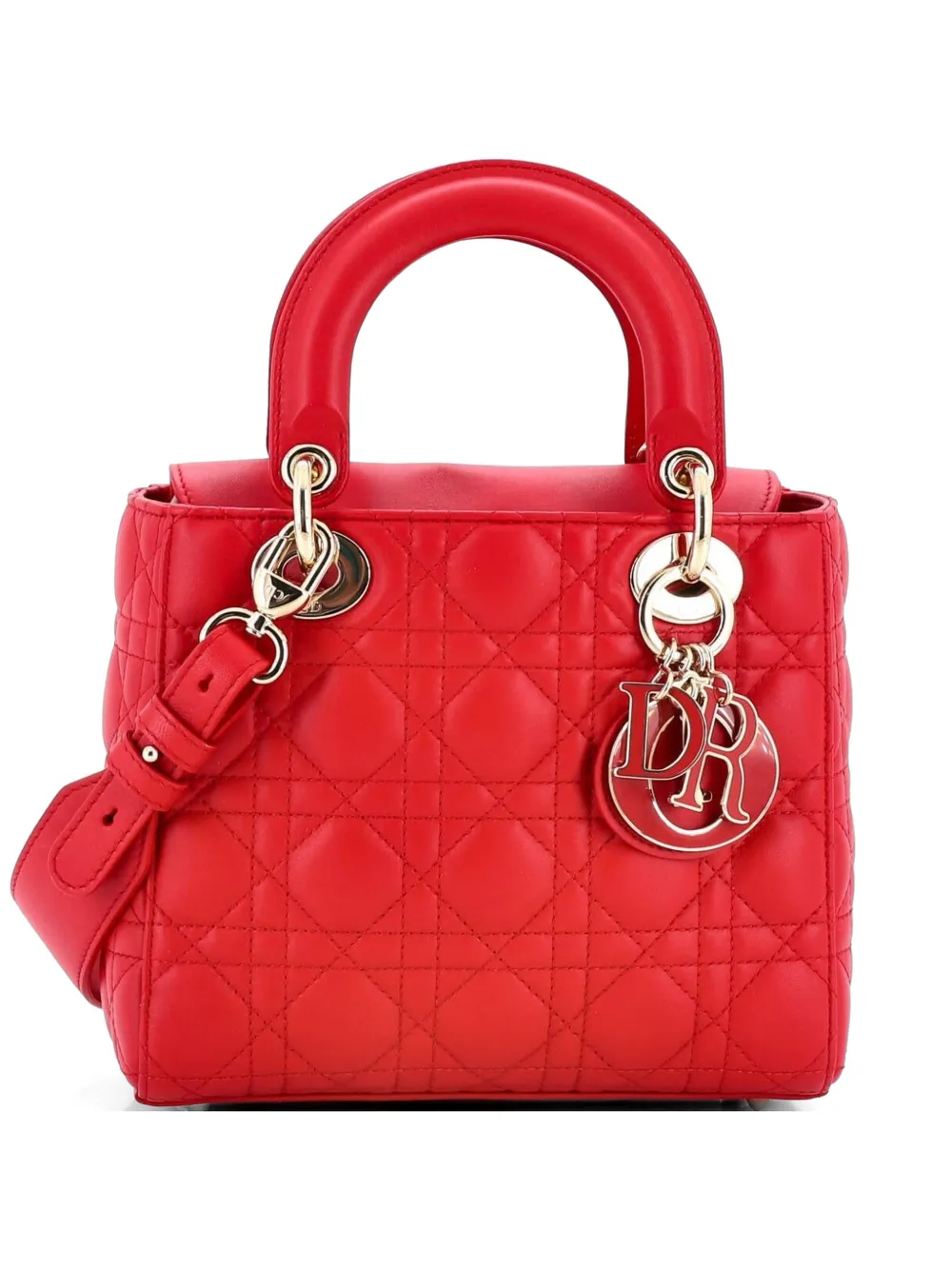 Christian Dior Pre-Owned My ABCDior Lady Dior Bag Cannage Quilt Lambskin crossbody bag - Rot