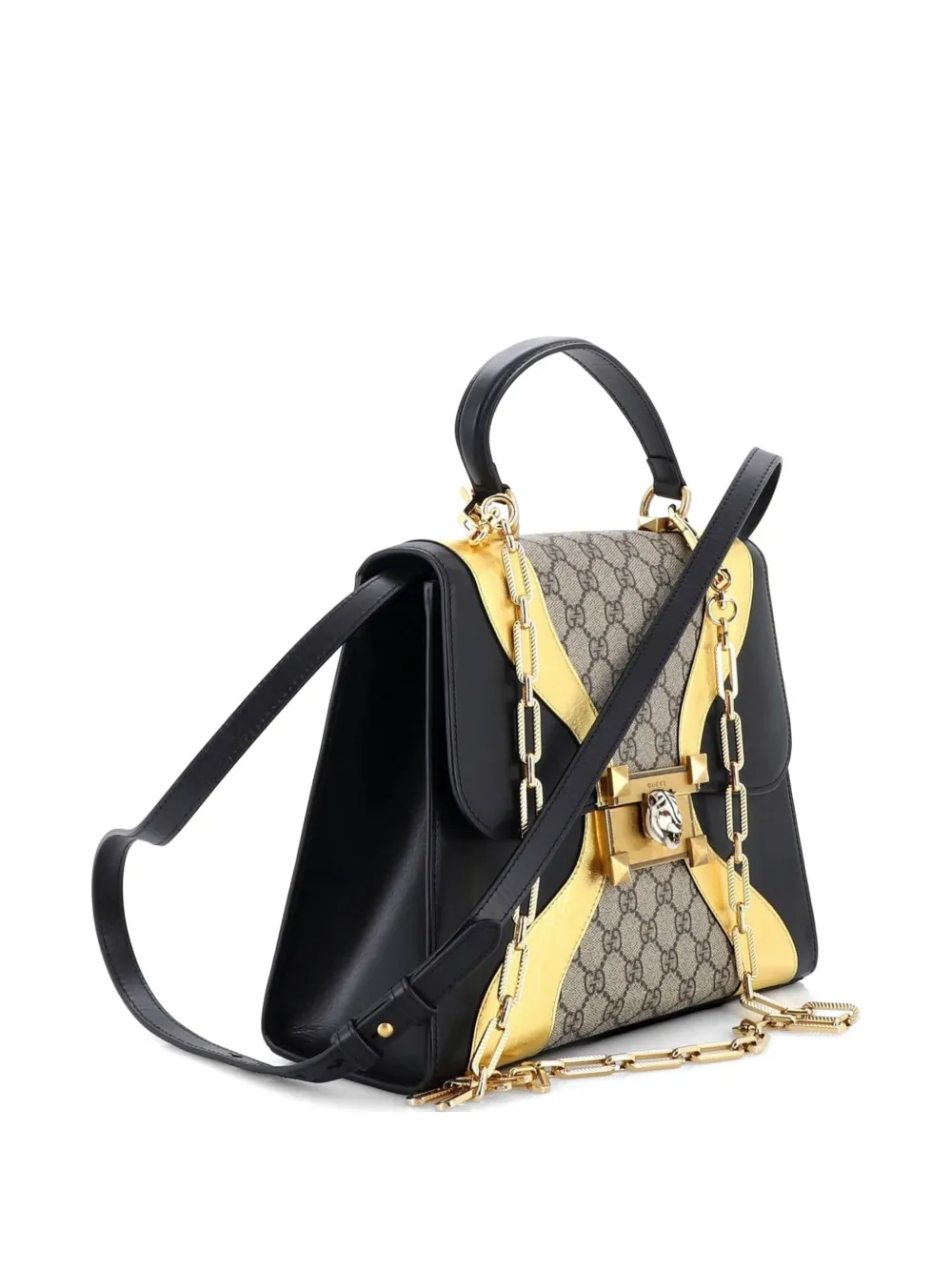  Gucci Pre-owned Bolso Satchel Osiride Mediano De Lona Revestida Con Logo Gg Y Asa Superior - Negro 