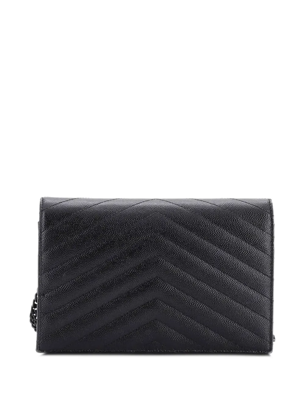  Saint Laurent Pre-owned Petit Sac à Bandoulière Classic Monogram Wallet On Chain Matelasse Chevron En Cuir - Noir 