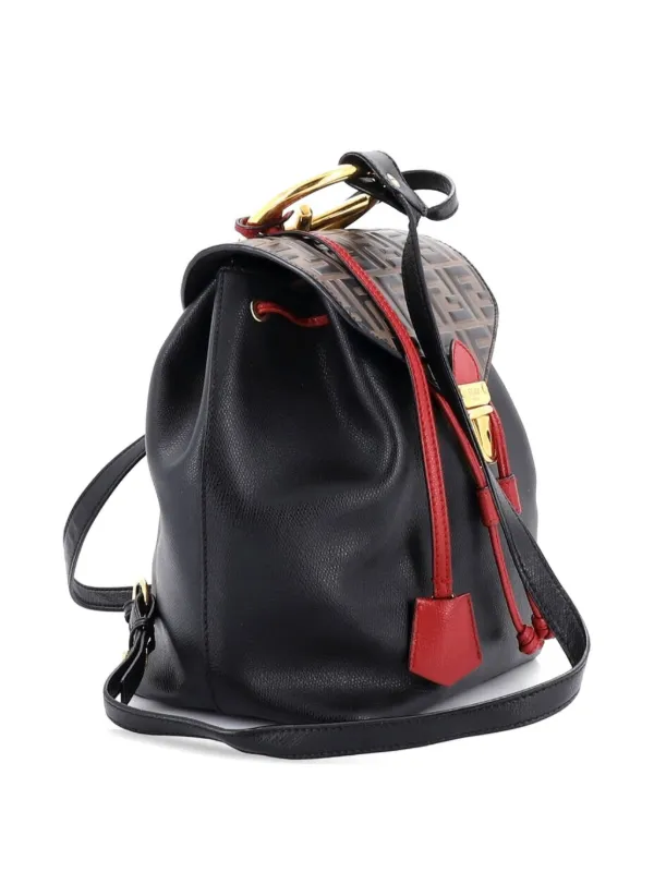 Fendi Pre-Owned Drawstring Flap Leather With Zucca Embossed  display picture 2