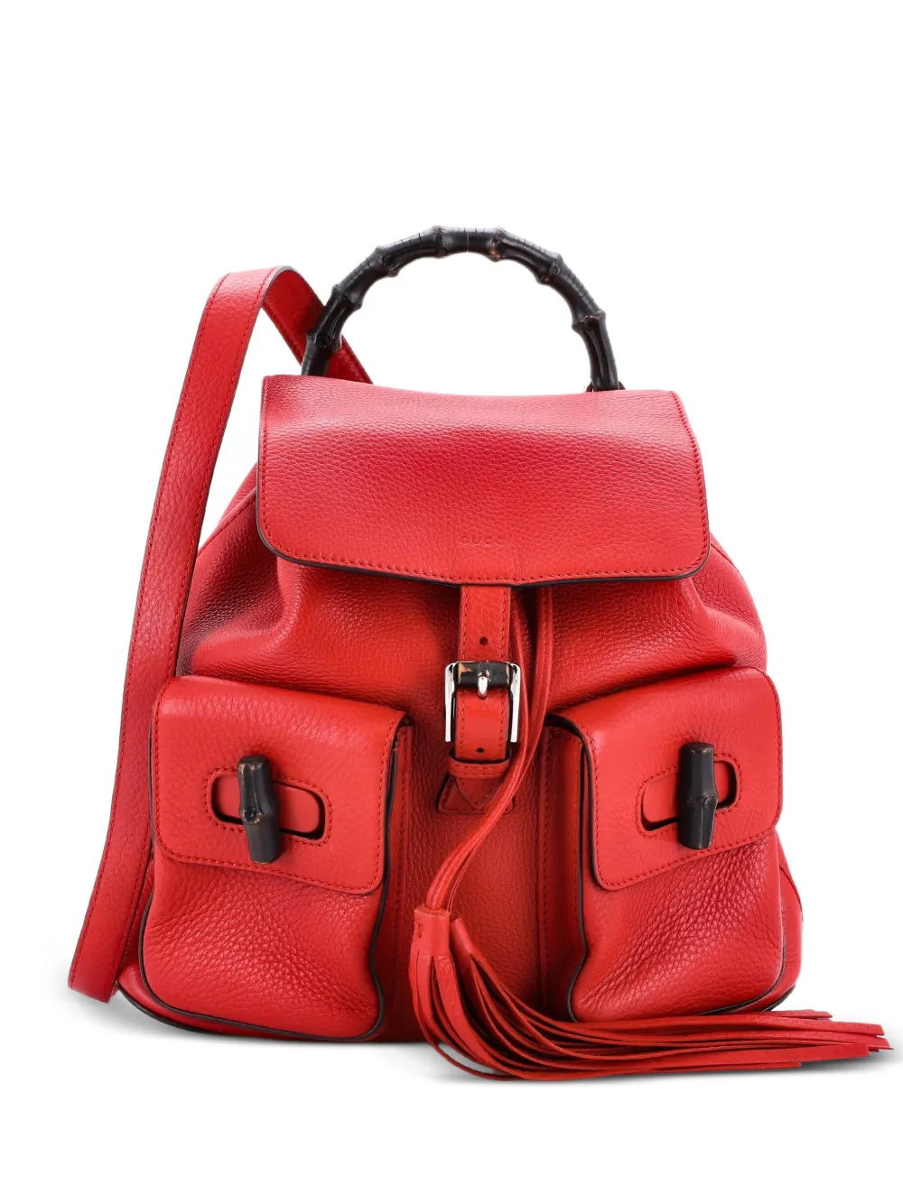Gucci Pre-Owned Bamboo Tassel Leather Medium backpack - Rosso