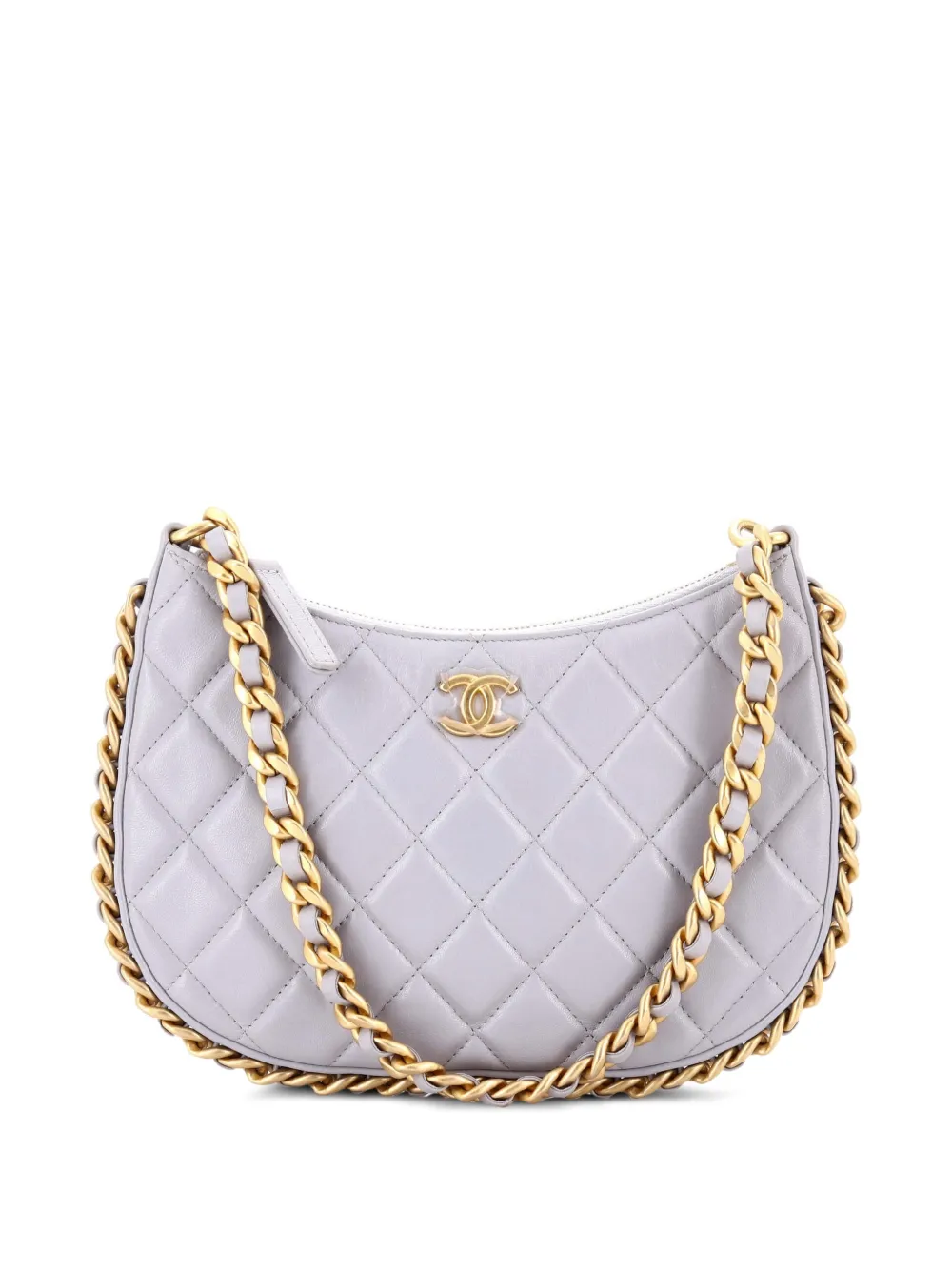 CHANEL Pre-Owned CC Chain Around Quilted Lambskin hobo bag - Grey