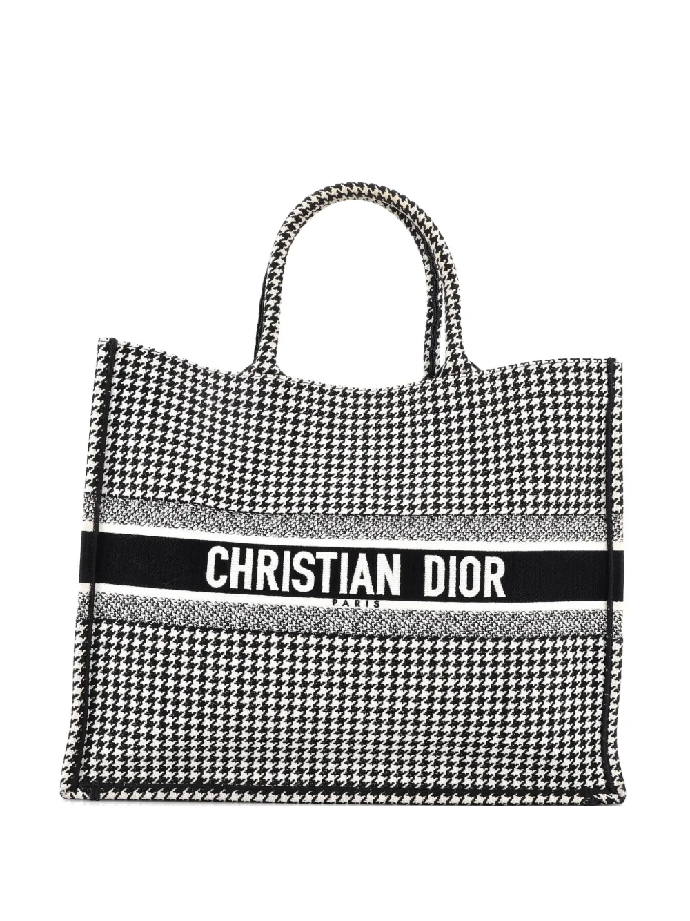 Christian Dior Pre-Owned Book Houndstooth Canvas Large tote bag - Nero