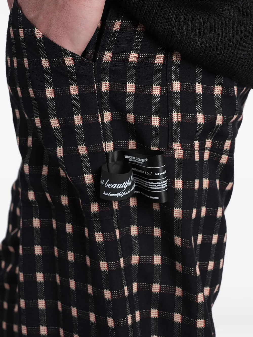 Undercover Geruite broek met logopatch Zwart