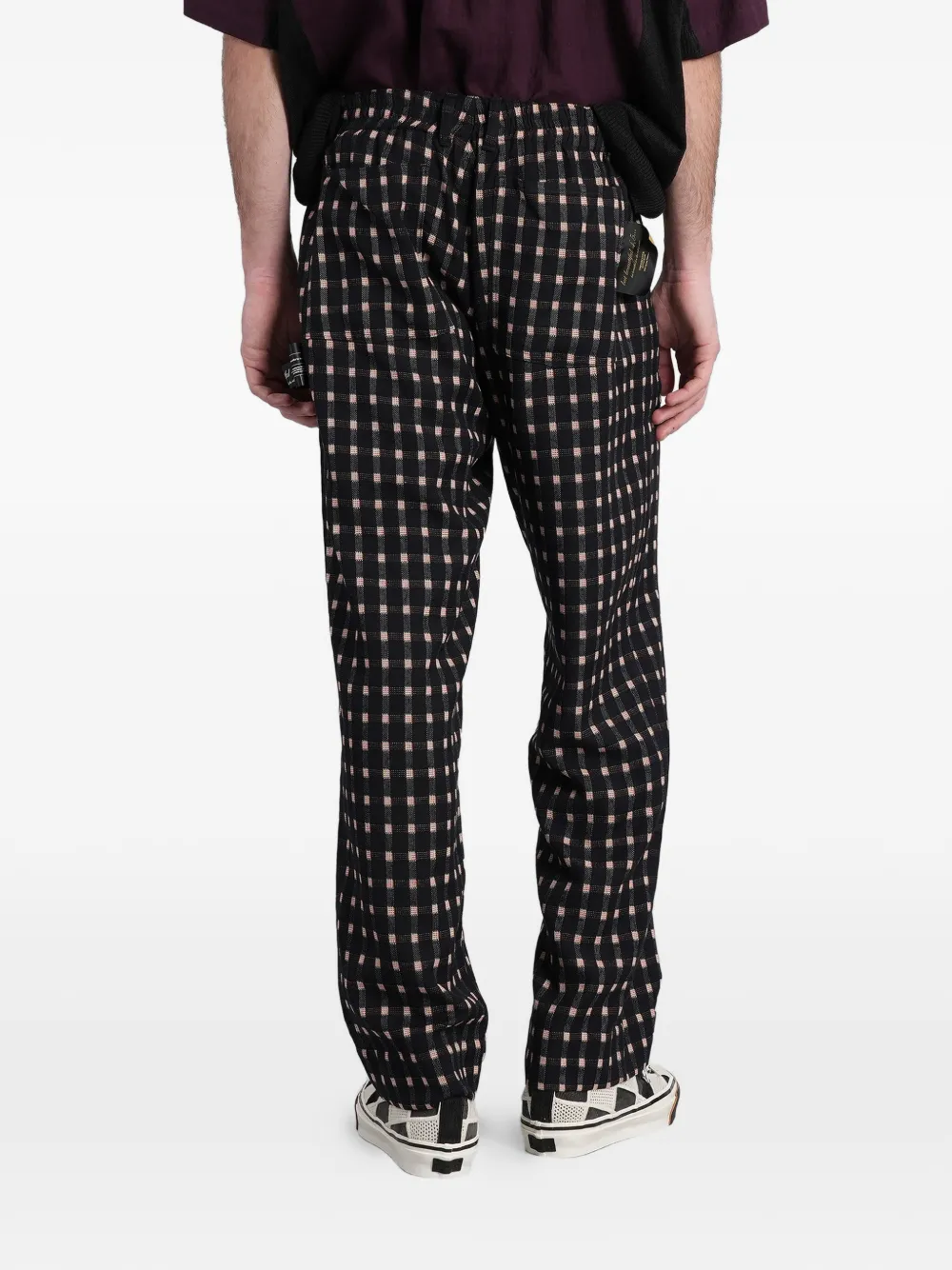 Undercover Geruite broek met logopatch Zwart