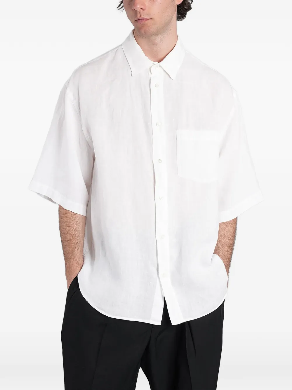 Grifoni short-sleeve chest-pocket shirt - Bianco