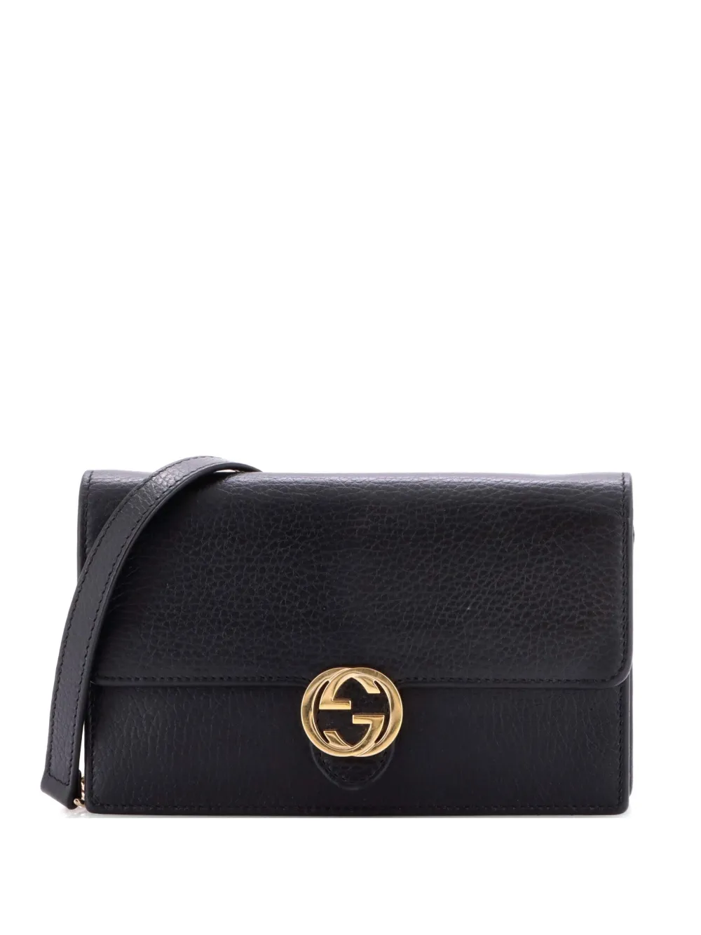 Gucci Pre-Owned Interlocking Wallet on Chain Leather crossbody bag - Nero