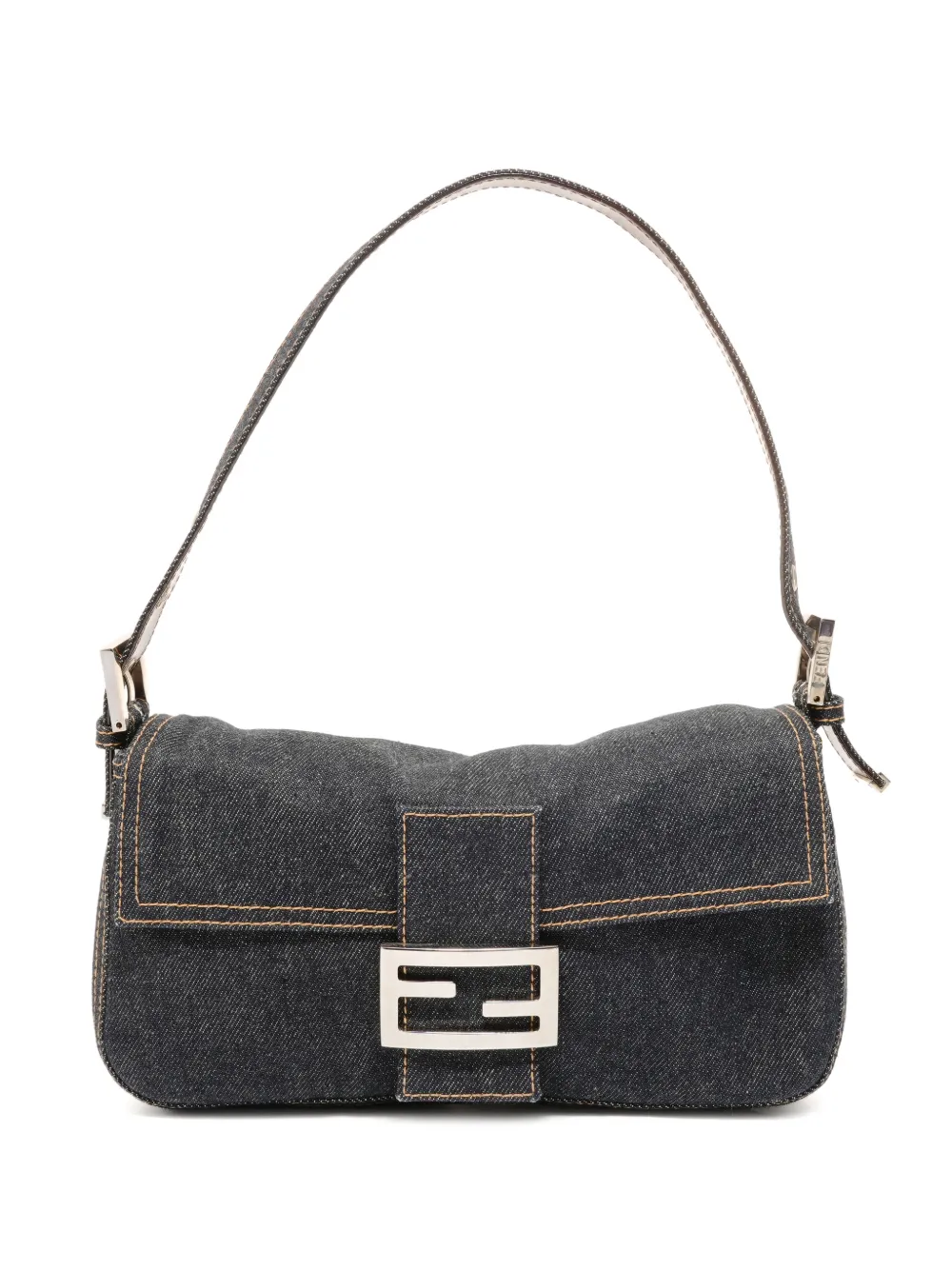 Fendi Pre-Owned 1990s Mama buckle denim shoulder bag - Blu
