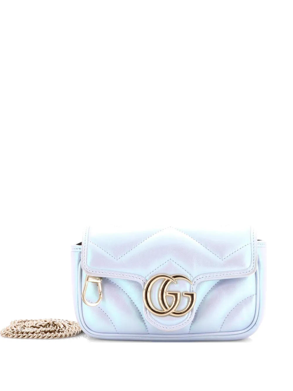 Gucci Pre-Owned GG Marmont Flap Bag Chevron Iridescent Leather Super Mini crossbody bag - Effetto metallizzato