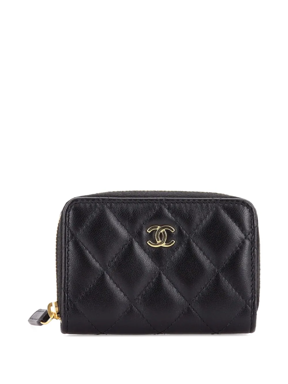 CHANEL Pre-Owned CC Zip Coin Purse Quilted Lambskin Small pouch - Nero
