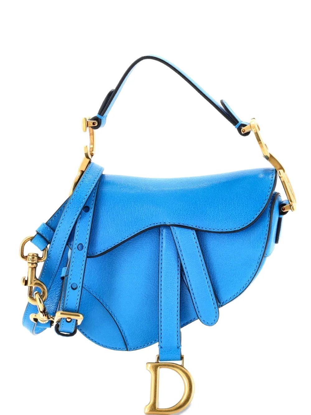Christian Dior Pre-Owned Saddle Handbag with Strap Leather Micro shoulder bag - Blau