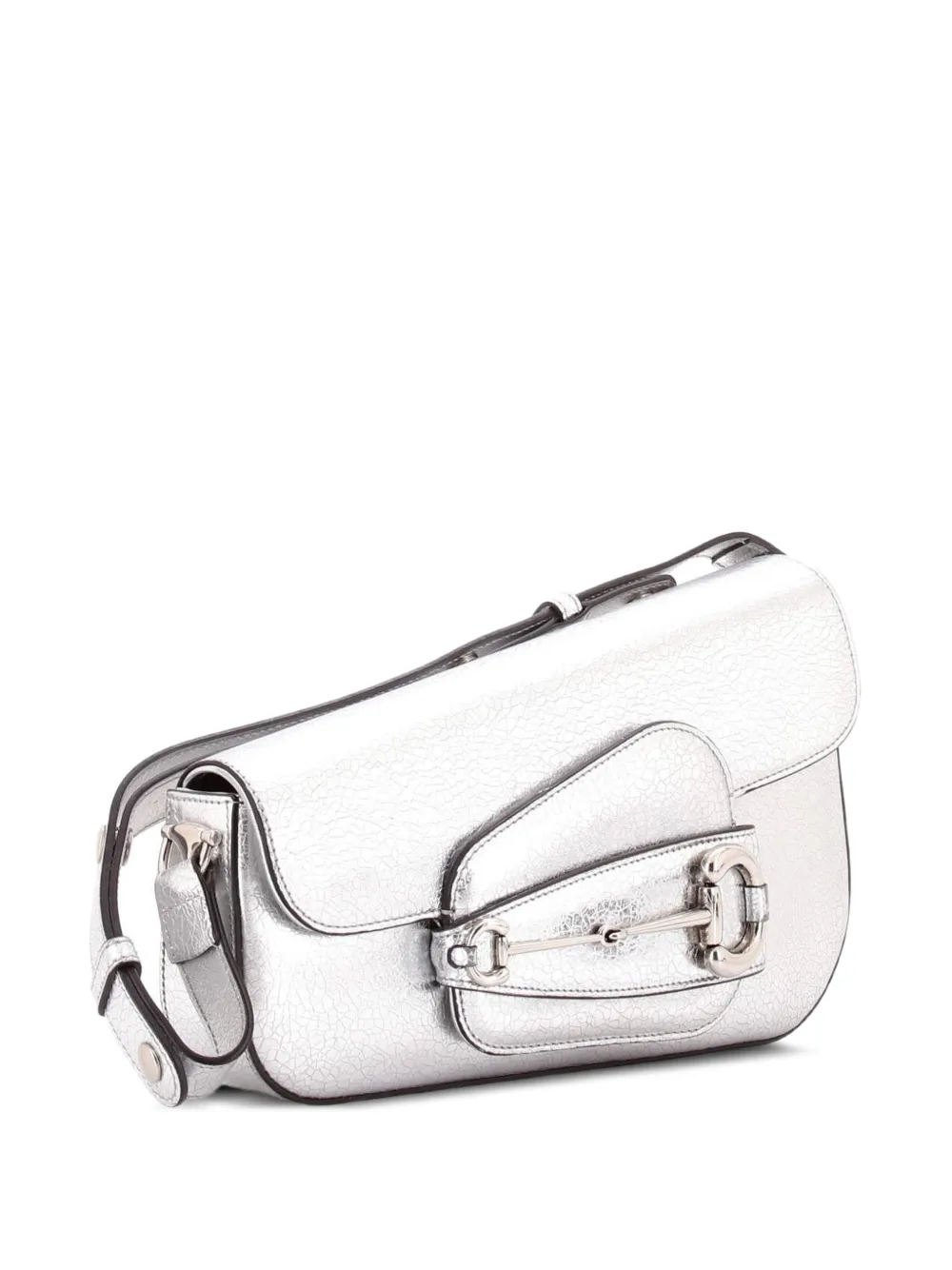 Gucci Pre-Owned Horsebit 1955 Asymmetric Leather Small shoulder bag - Effetto metallizzato