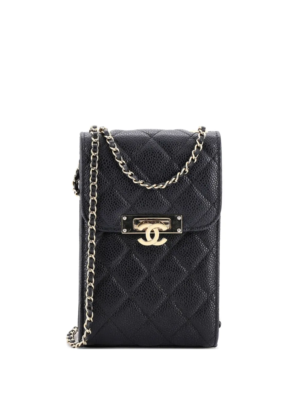 CHANEL Pre-Owned Golden Class Phone Holder Quilted Caviar crossbody bag - Nero