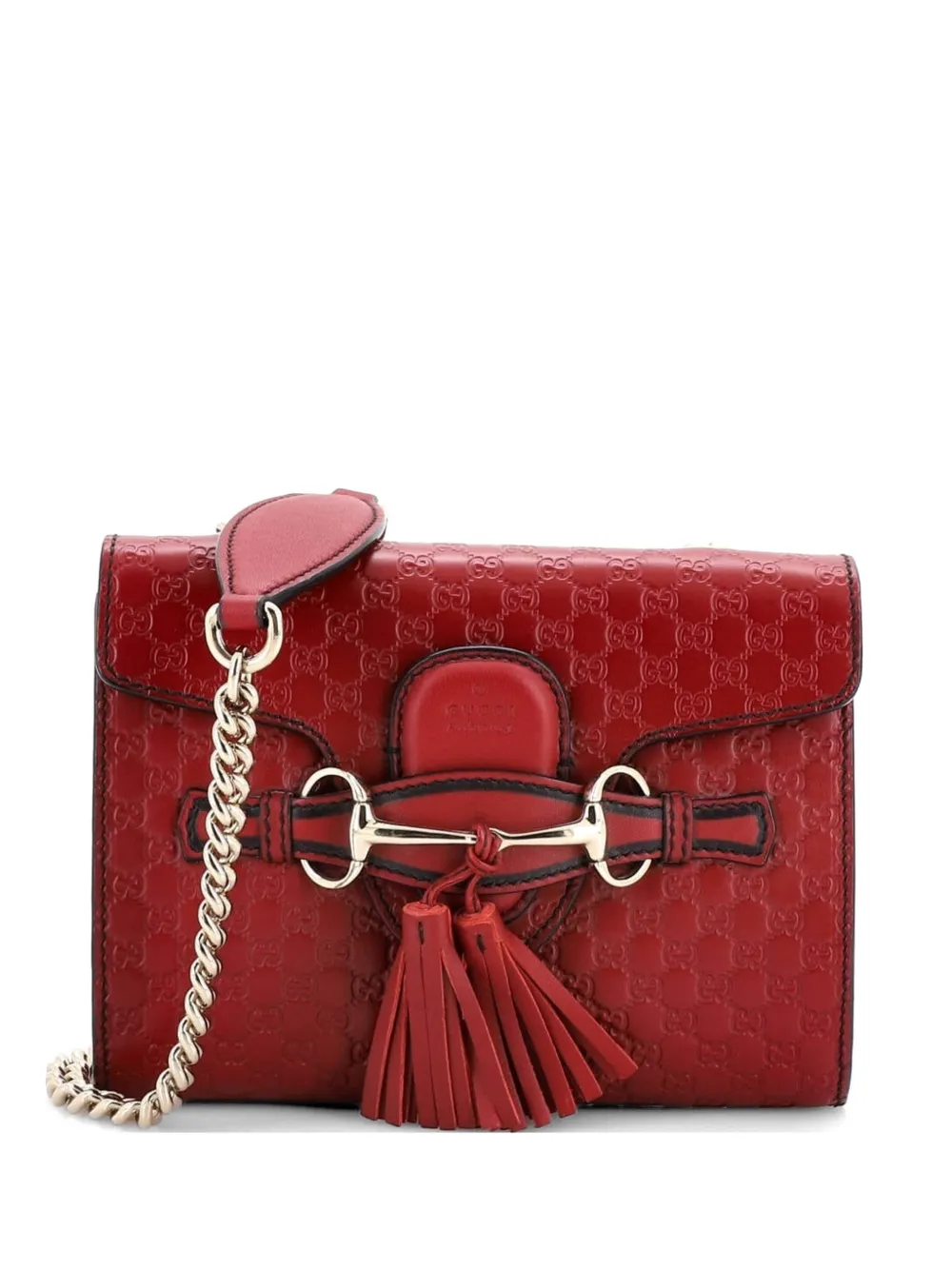 Gucci Pre-Owned Emily Chain Flap Bag Microguccissima Leather Mini shoulder bag - Rosso