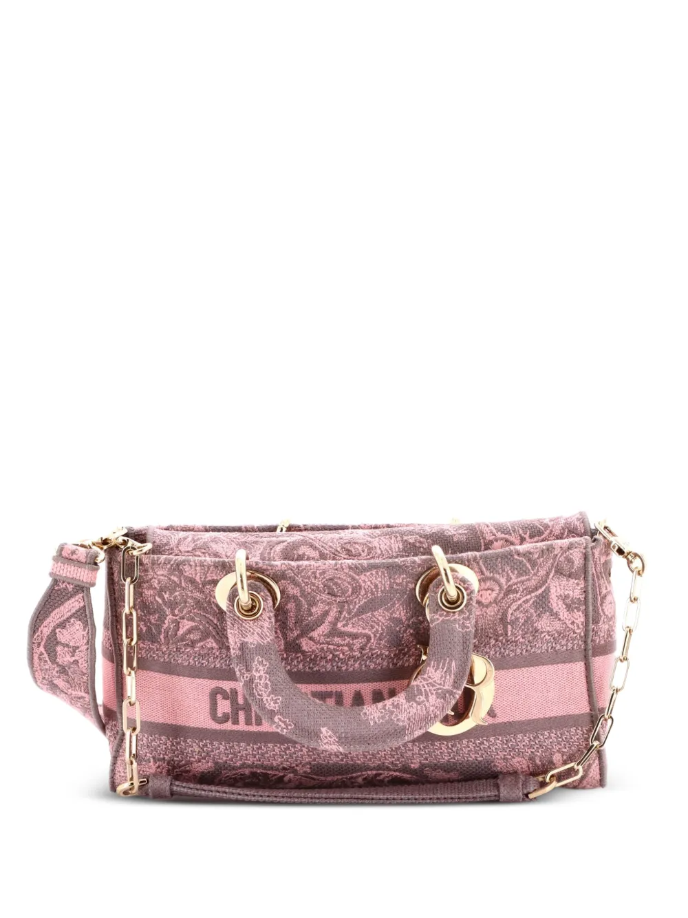 Christian Dior Pre-Owned Lady D-Joy Bag Embroidered Canvas Medium satchel - Grigio