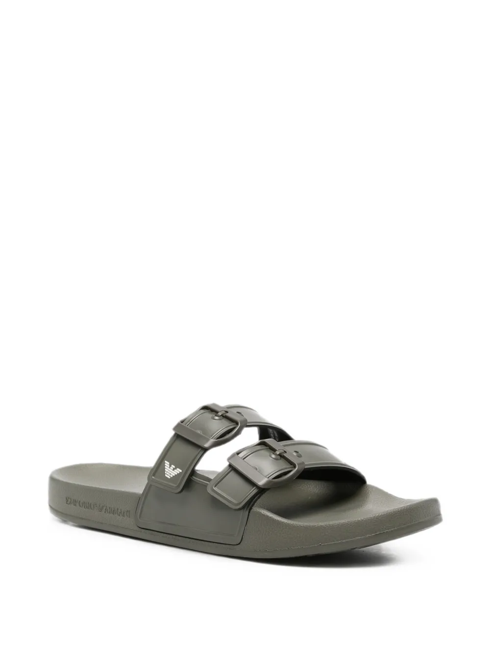 Emporio Armani buckle-strap slides Groen