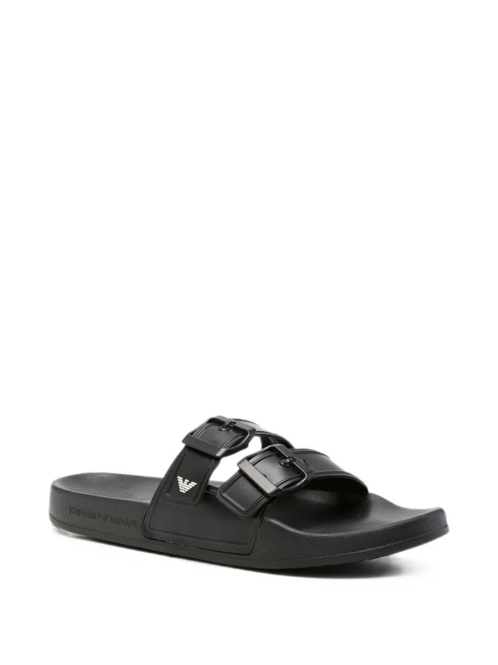 Emporio Armani Slippers met gespdetails Zwart