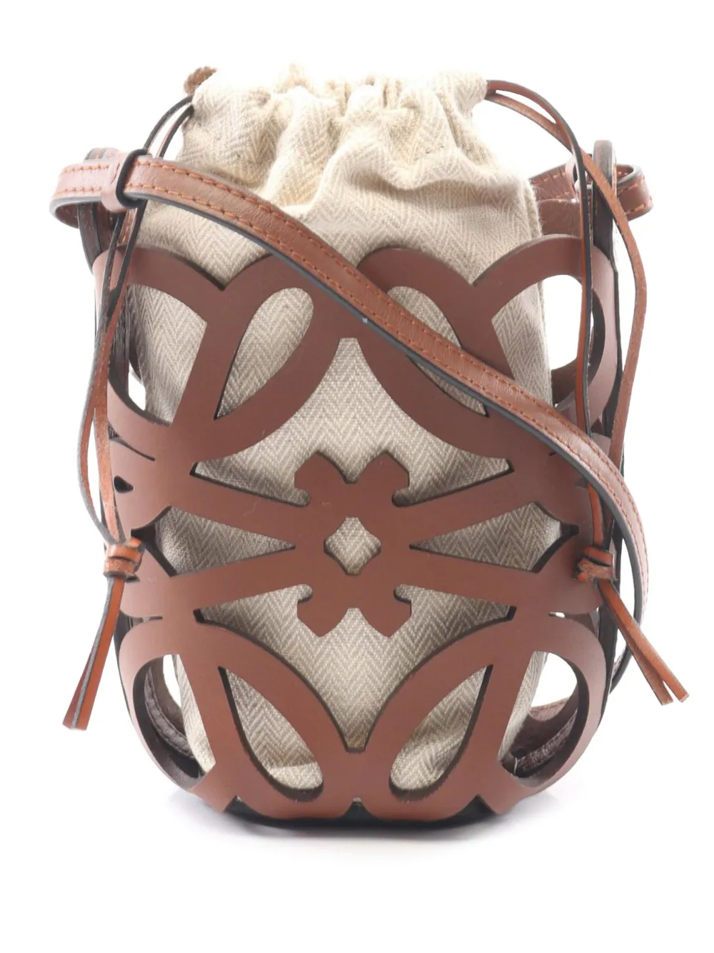 Loewe Pre-Owned 2010-2026 Anagram Leather Cutout Pocket crossbody bag - Marrone