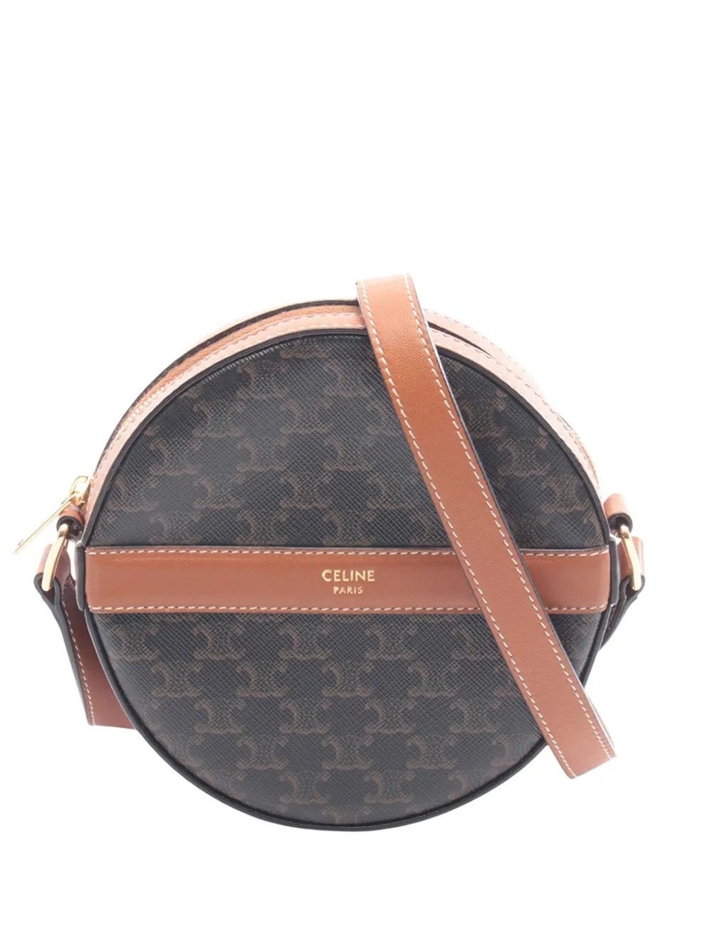 Celine Pre-Owned 2010-2026 Triomphe Coated Canvas Round Purse on Strap crossbody bag - Marrone