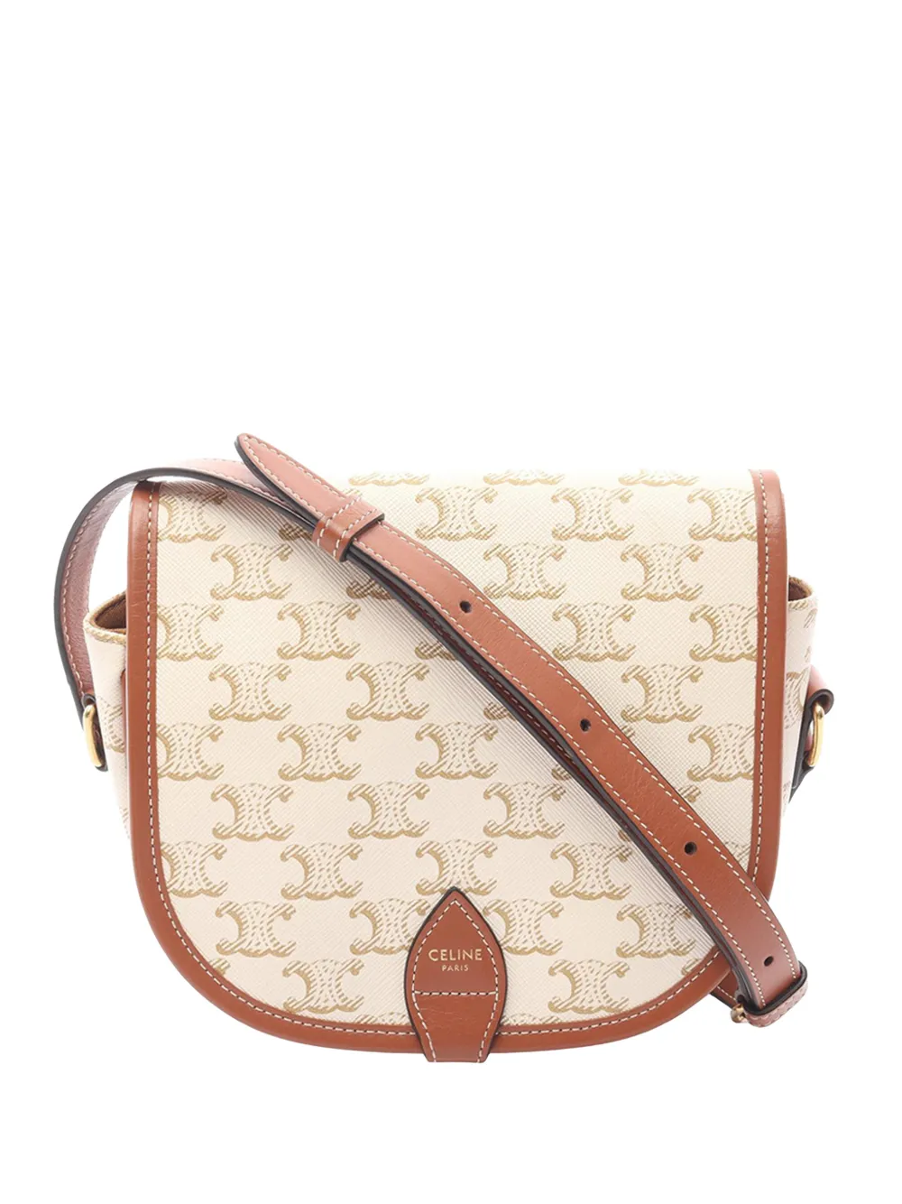 Celine Pre-Owned 2021-2026 Medium Triomphe Coated Canvas Folco crossbody bag - Bianco