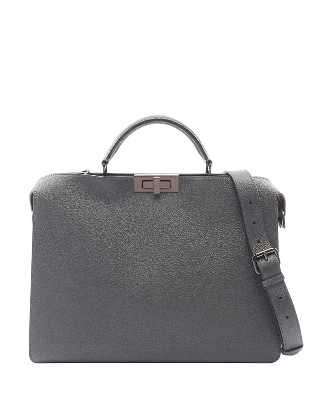 Fendi Pre-Owned 2010-2026 Medium Leather Peekaboo ISeeU satchel - Grigio