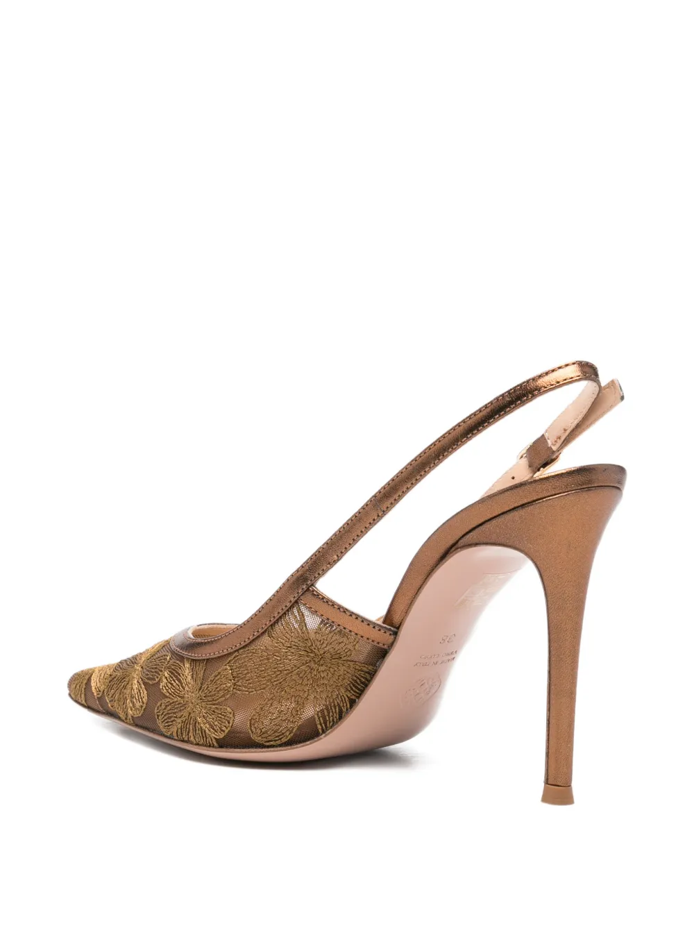 Roberto Festa Zeus floral-embroidered mesh pumps Bruin