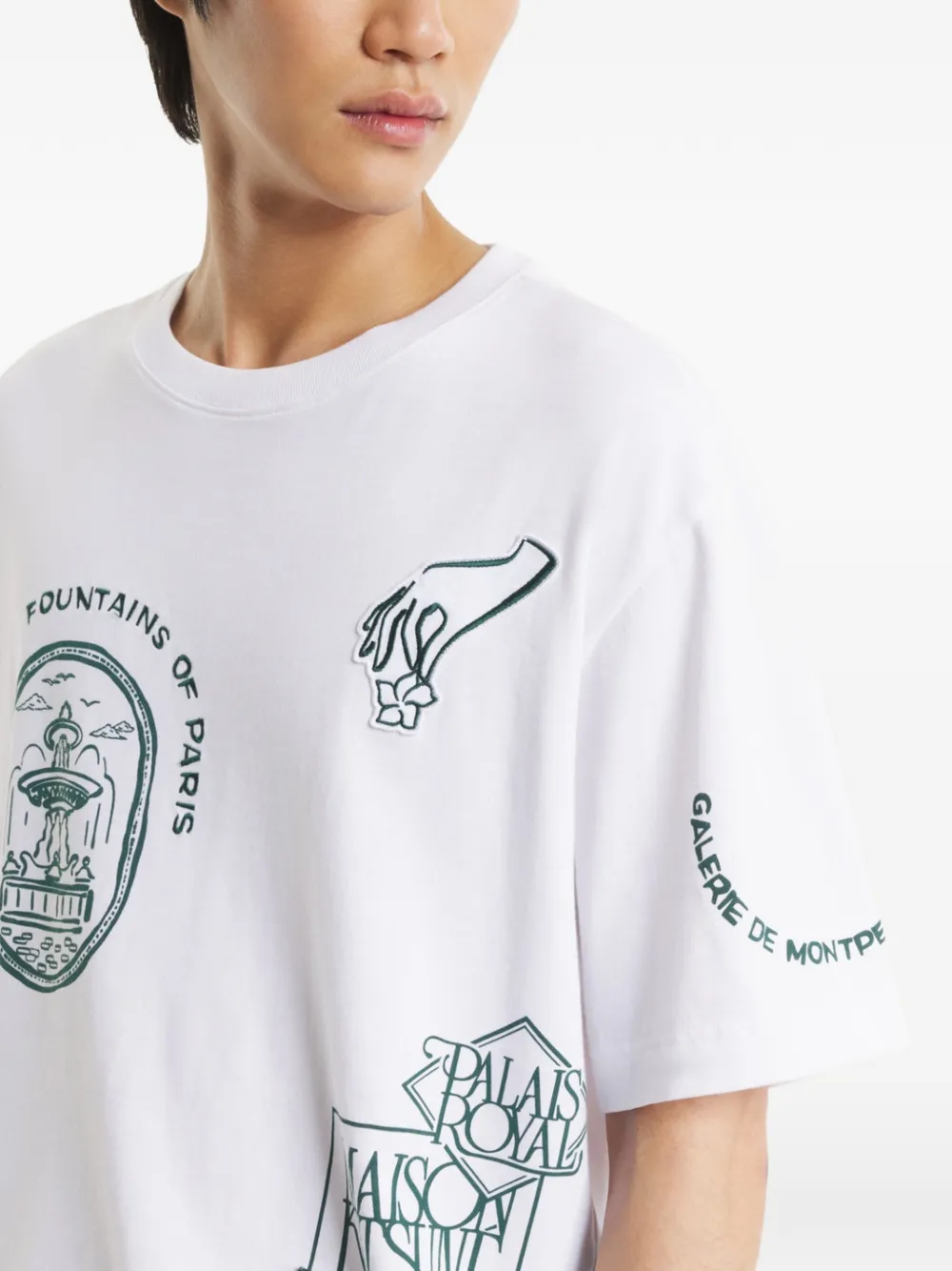 Maison Kitsuné Art Nouveau T-shirt met grafische print Wit