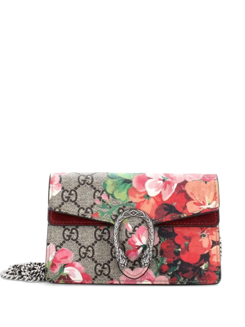 Gucci Pre-Owned Dionysus Bag Blooms Print GG Coated Canvas Super Mini crossbody bag - Marrone