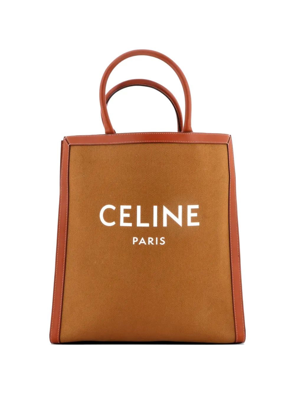 Celine Pre-Owned Vertical Cabas Canvas with Leather Large tote bag - Marrone