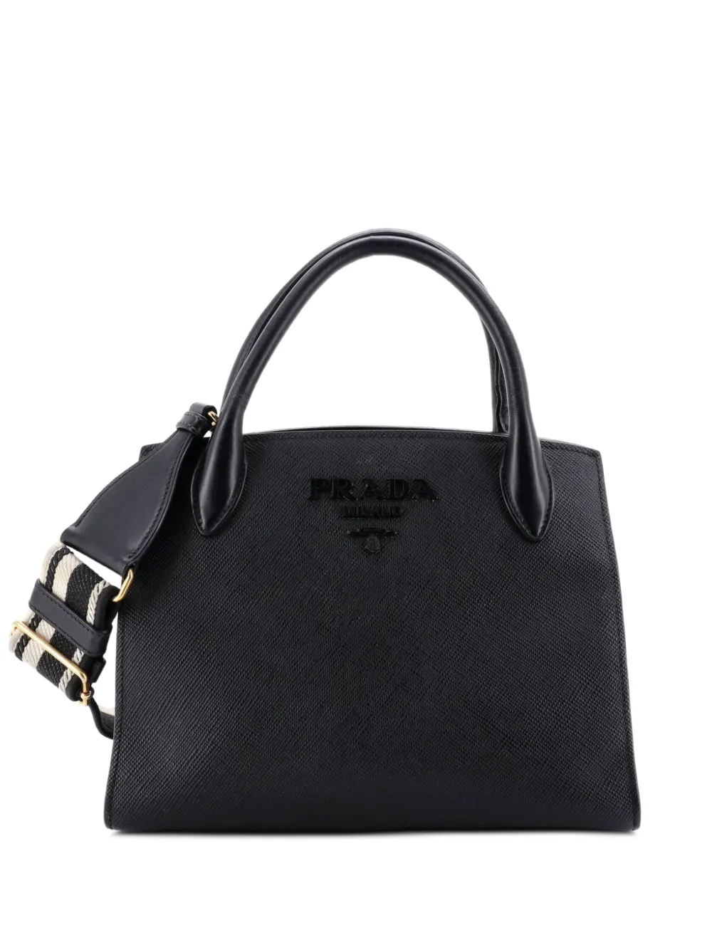 Prada Pre-Owned Monochrome Saffiano with City Calf Small tote bag - Nero