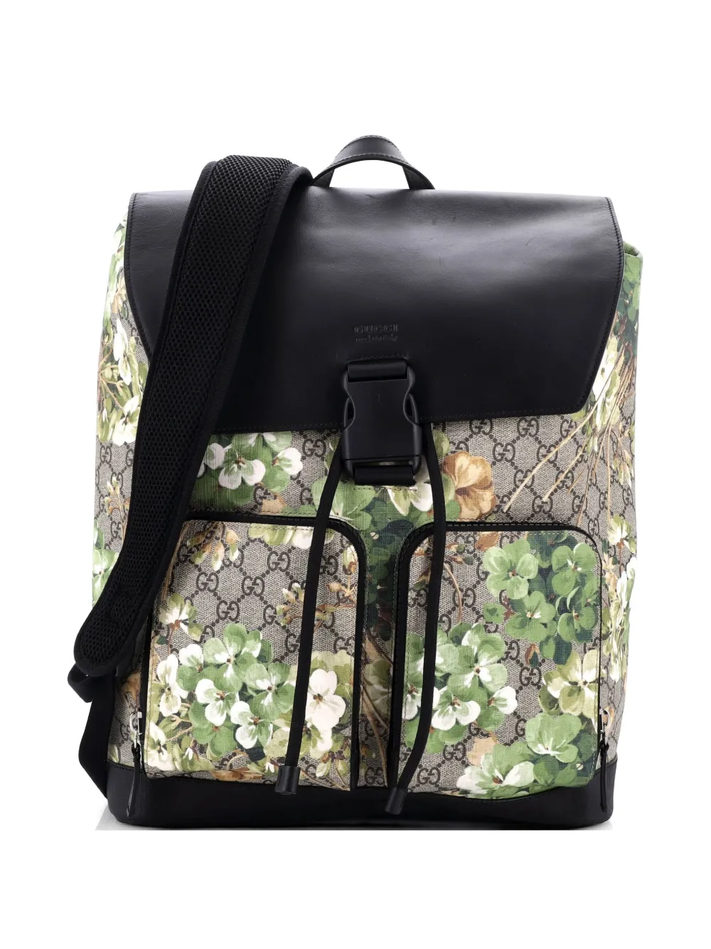Gucci Pre-Owned Buckle Blooms Print GG Coated Canvas and Leather backpack - Marrone