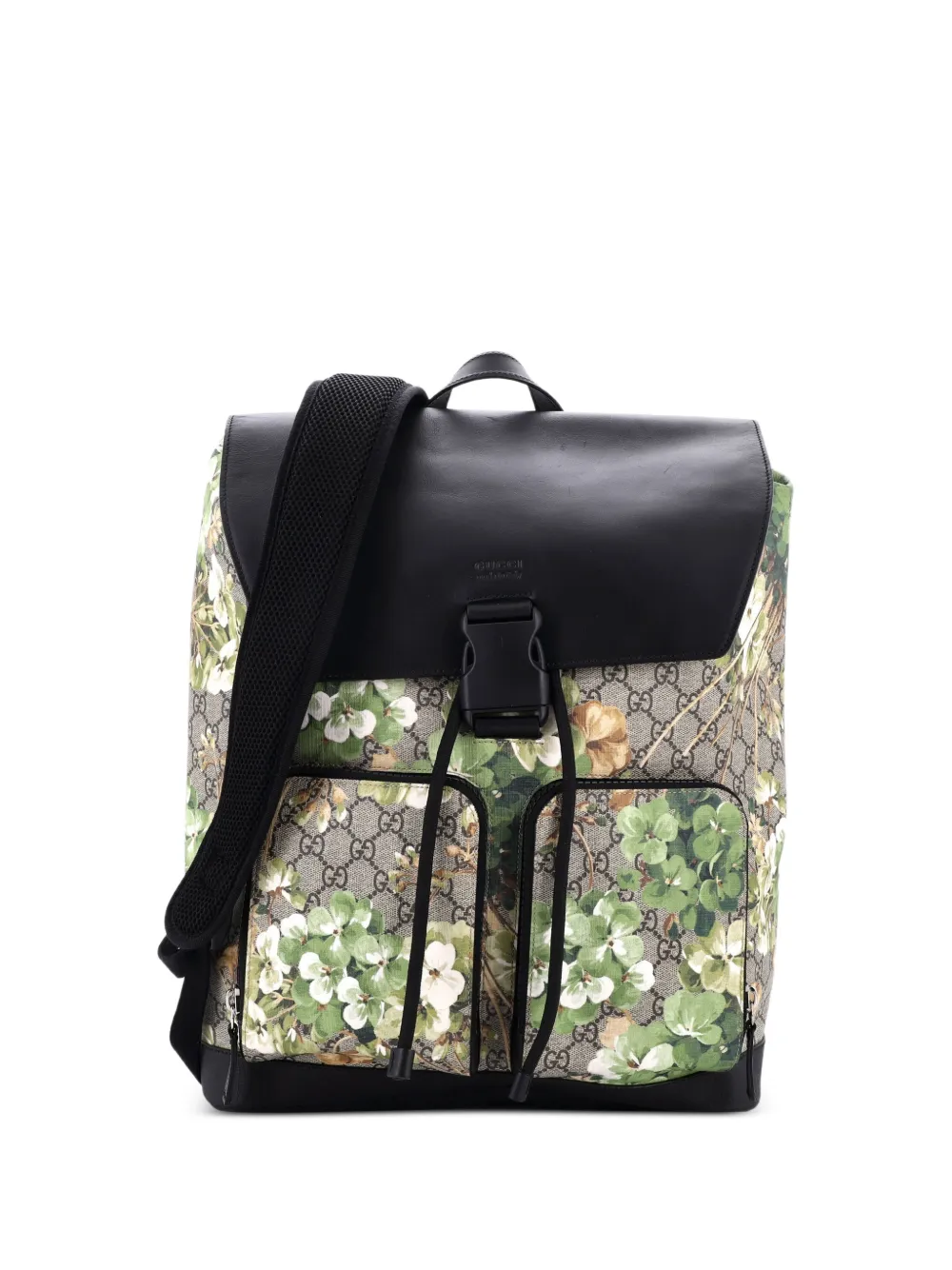 Gucci Pre-Owned Buckle Blooms Print GG Coated Canvas and Leather backpack - Brown