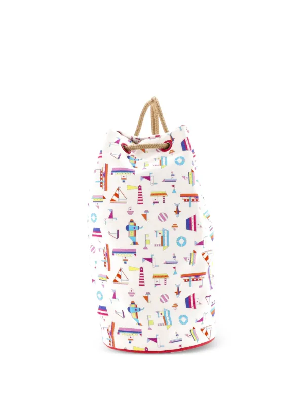 Hermès Pre-owned Petit Chalutier Duffle Bag Printed Canvas Travel Bag in Multicolour