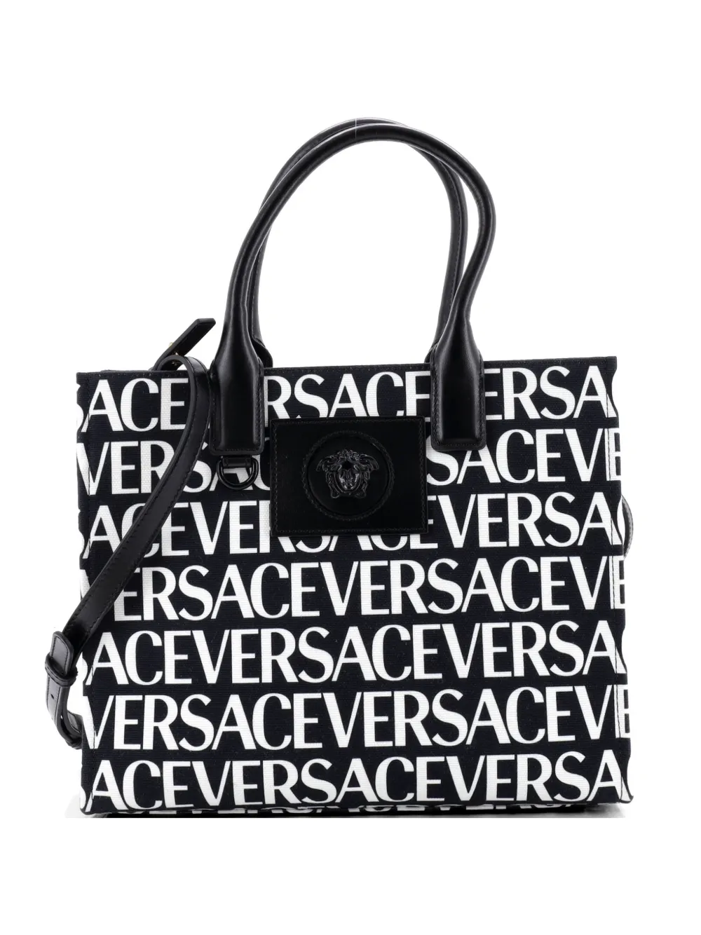 Versace Pre-Owned La Medusa All Over Logo Canvas Small tote bag - Nero
