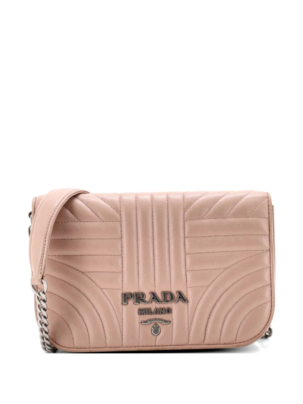 Prada Pre-Owned Chain Flap Diagramme Quilted Leather Small crossbody bag - Toni neutri
