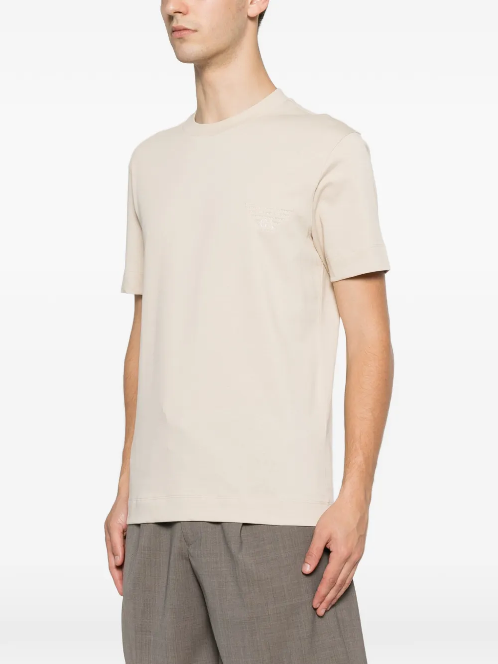 Emporio Armani T-shirt met geborduurd logo Beige